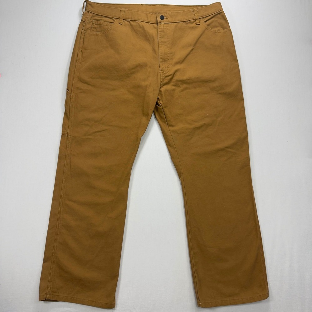 Dickies Relaxed Fit Duck Carpenter Pants Brown Canvas Workwear Men's 38x30